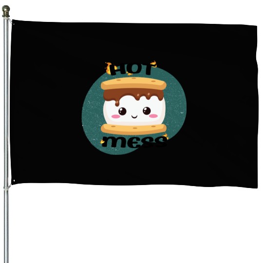 Hot Mess Kawaii S'more Meme House Flags