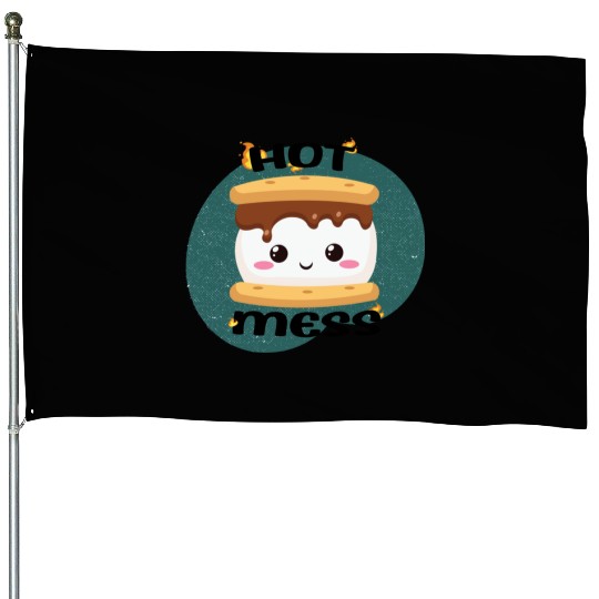 Hot Mess Kawaii S'more Meme House Flags