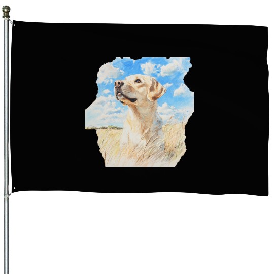 Nature Labrador Retriever Field Art Lab Watercolor House Flags