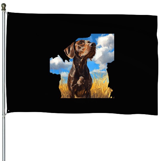 German Shorthaired Pointer Watercolor Picture House Flags