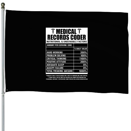 Vintage Medical Records Coder Nutritional Facts House Flags