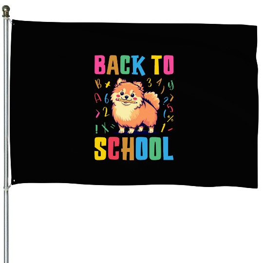 Back To School with a Cute Pomeranian House Flags