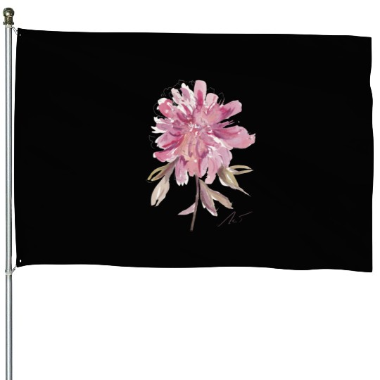 Peony loose watercolor hand-painted House Flags