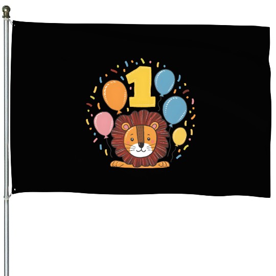 1th Birthday Lion Children's Birthday Party House Flags