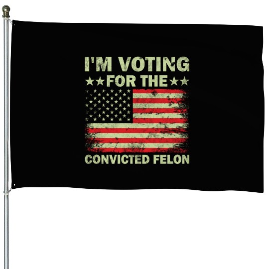 Im Voting For The Convicted Felon Us Flag House Flags