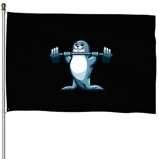 Seal fitness workout gym barbells training House Flags