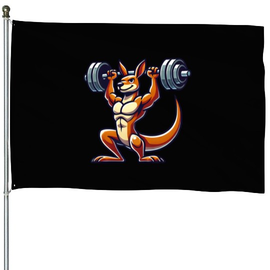 Kangaroo barbell gym fitness workout training House Flags