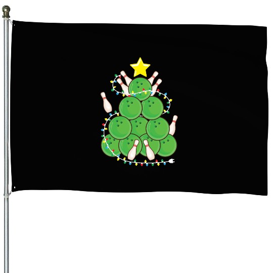 Funny Bowling Christmas Tree Lights Xmas Sport House Flags