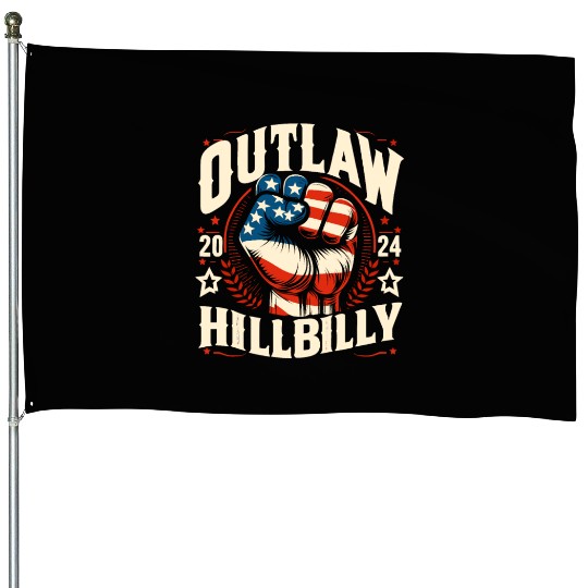Vintage Retro US Flag Outlaw Hillbilly 2024 Trump House Flags