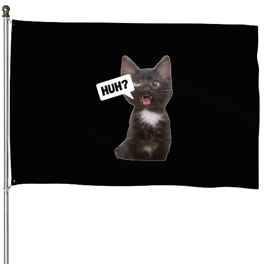 Funny Cross Eyed Cat Meme Huh Funny Cat House Flags