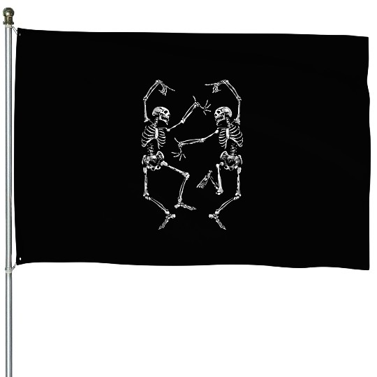Dancing Skeletons white bg House Flags