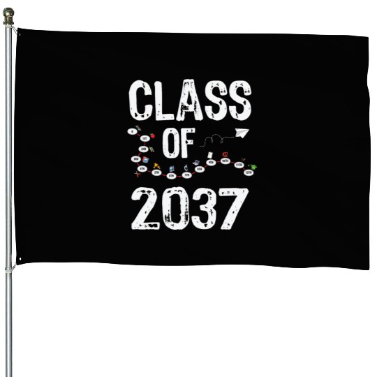Funny Class of 2037 Grow With Me Back To School House Flags