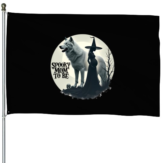 Spooky Mom To Be Baby Announcement House Flags