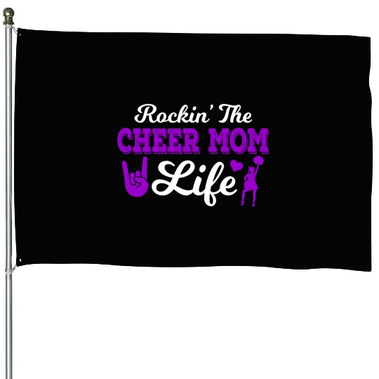 Rockin Cheer Mom Life Cheerleading Mother's Day House Flags