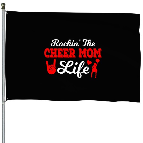 Rockin Cheer Mom Life Cheerleading Mother's Day House Flags