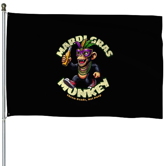 Mardi Gras Monkey Premium House Flags