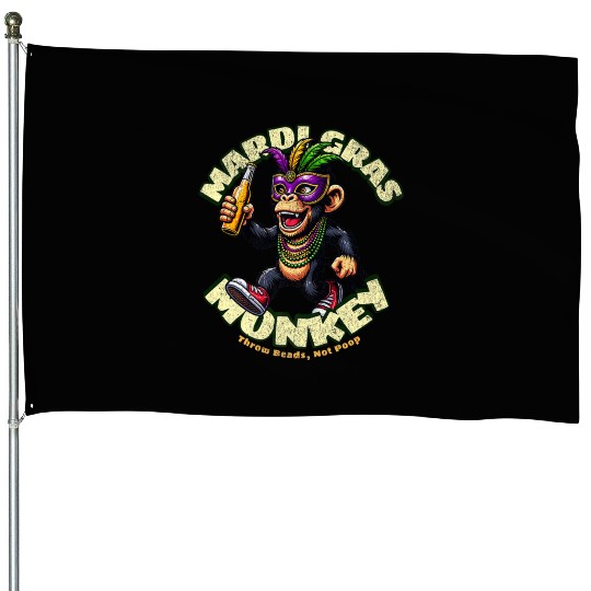 Mardi Gras Monkey Premium House Flags