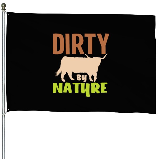 Highland Cow Dirty By Nature House Flags