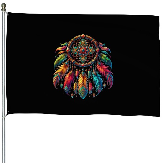 Colorful dream catcher: Protection for good dreams House Flags