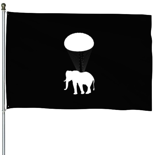 Elephant In Parachute House Flags - Funny Elephant Lover