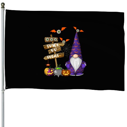 Cute Halloween Gnome Spooky Trick Or Treat House Flags