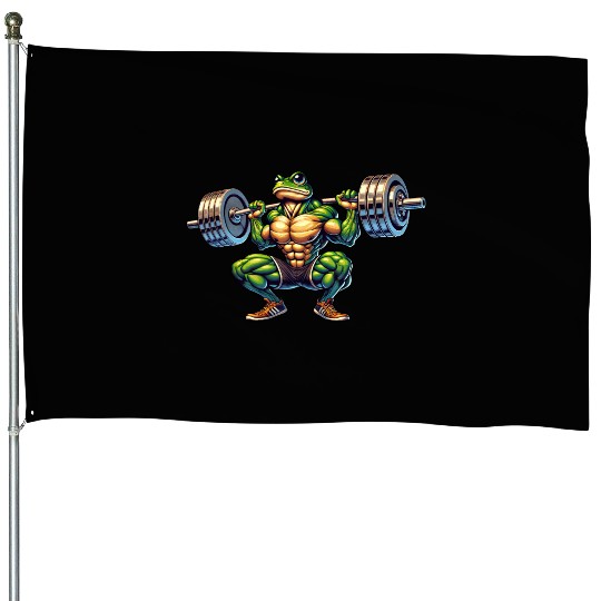 Frog Toad Fitness Barbell Gym Workout Training House Flags