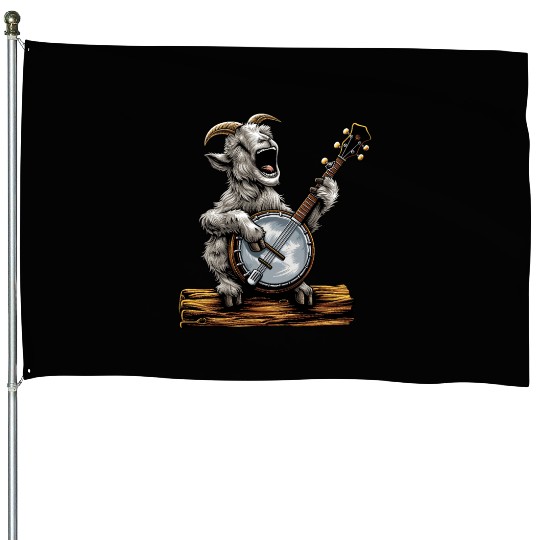 Goat Farm Animal Farmer Bluegrass Banjo Player House Flags