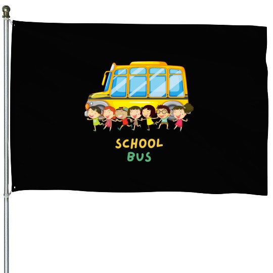 Cool School Bus Here I Come Back to School Driver House Flags