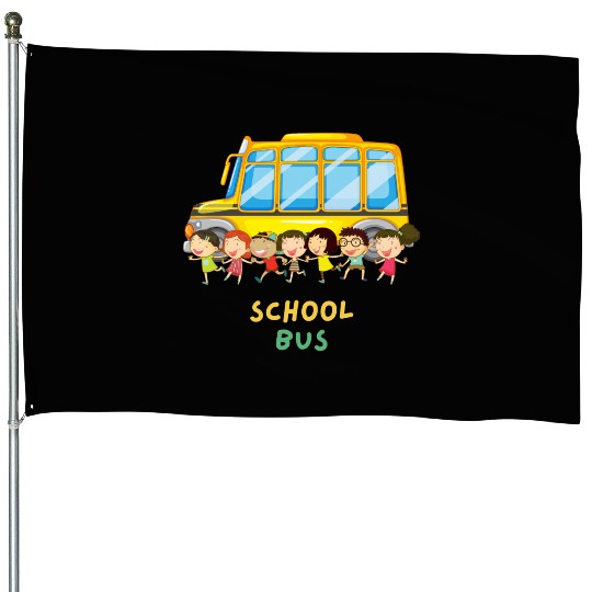 Cool School Bus Here I Come Back to School Driver House Flags