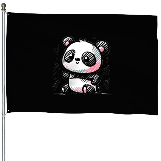 Panda doodle House Flags