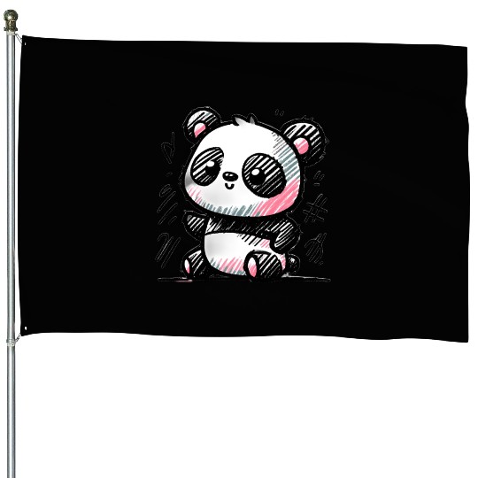 Panda doodle House Flags