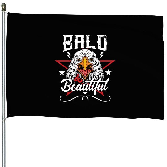Bald & Beautiful American Eagle with Stars and House Flags