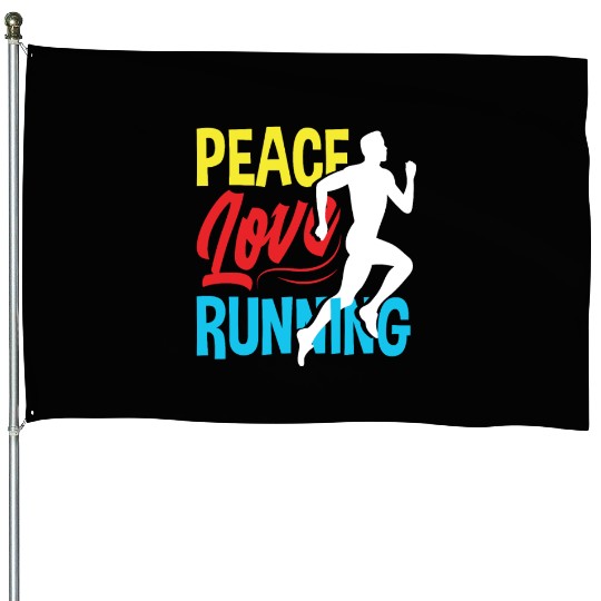 Peace Love Running Design For Runners House Flags