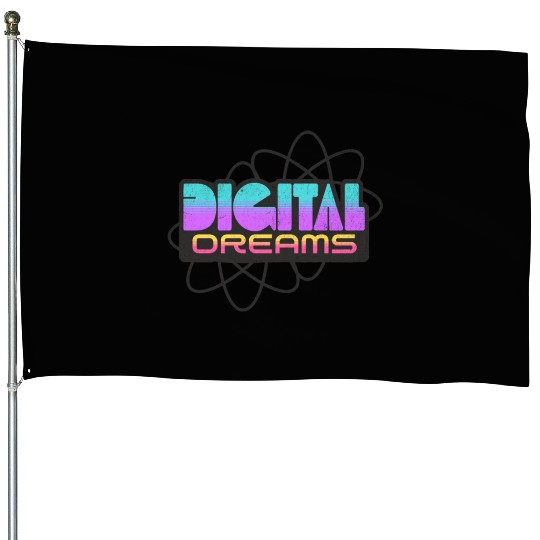 Digital Dreams - Retro Y2K Streetwear Design House Flags