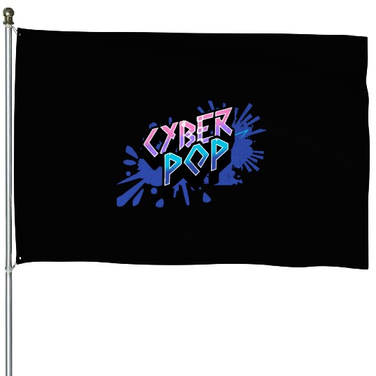 Cyber Pop - Vibrant Y2K Streetwear Aesthetic House Flags
