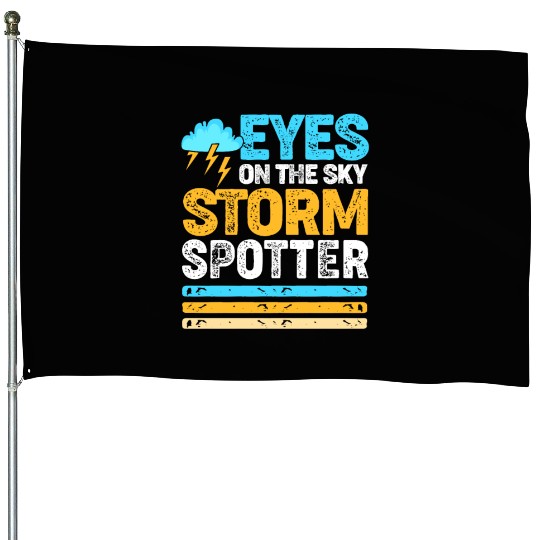 Retro Meteorologist Eyes On The Sky Strom Spotter House Flags
