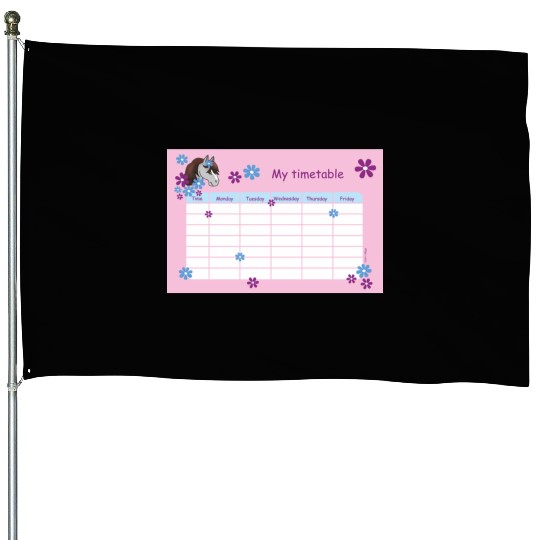 Timetable for Kids - Pony Flowers pink House Flags