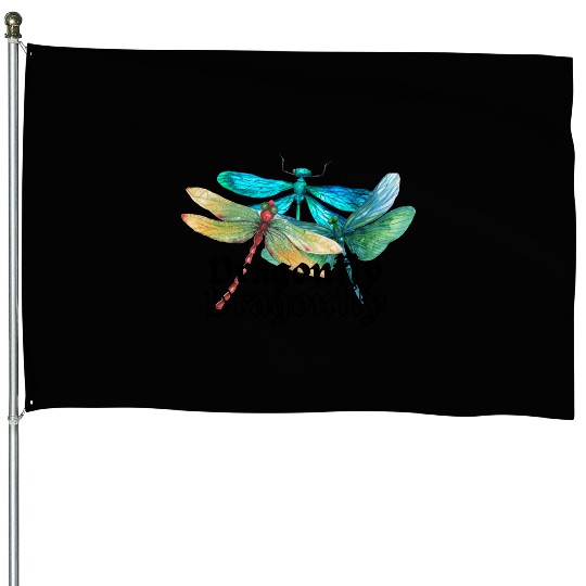 Colorful Dragonflies - Dragonfly Design House Flags
