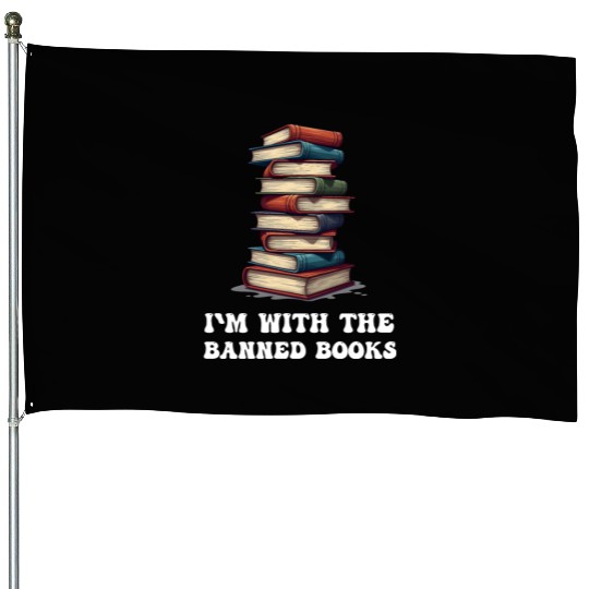 I Read Banned Books Funny Cat Reading Book House Flags