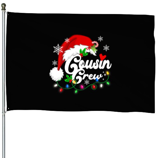 cousin crew Santa Claus Hat Christmas lights House Flags