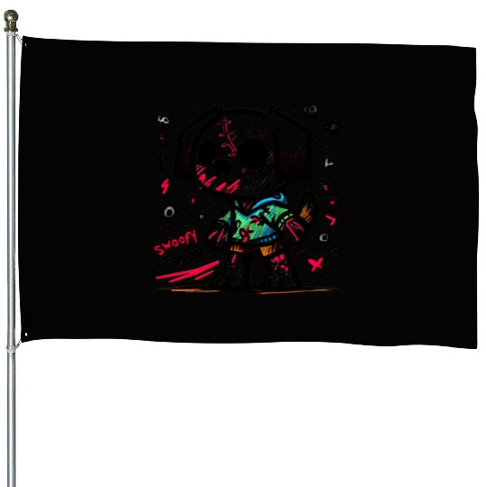 Spooky season zombie dog House Flags