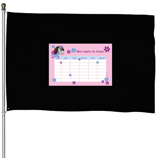 Timetable for Kids - Pony Flowers pink - French House Flags
