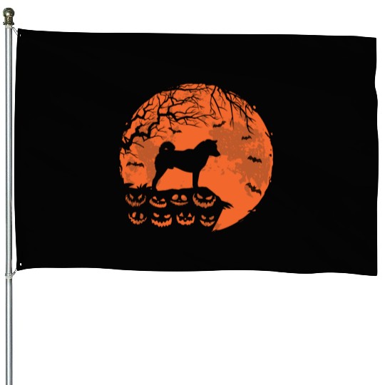 Shiba Inu And Moon Halloween Funny Dog Lover Gift House Flags