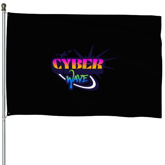 Cyber Wave - Neon Streetwear for Y2K fans House Flags