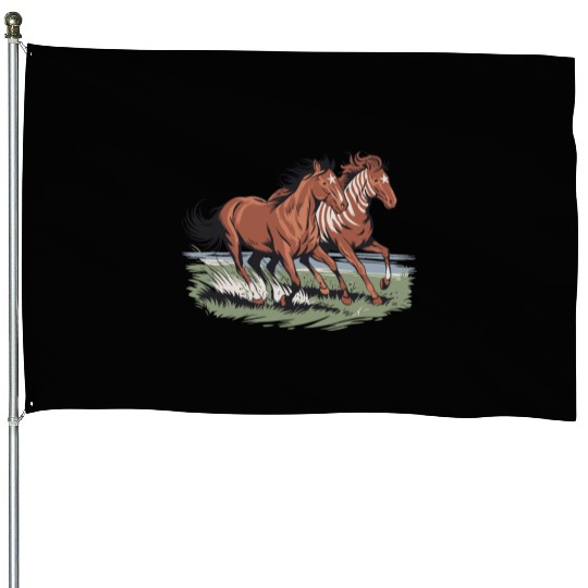 Wild Horses Native American Running Free House Flags