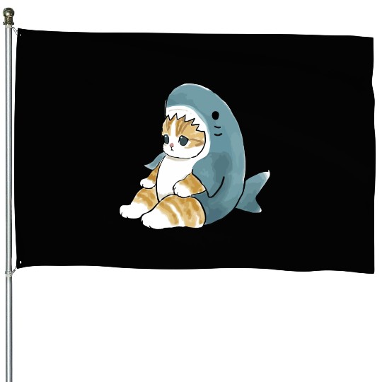 sand cat love pet cat shark House Flags