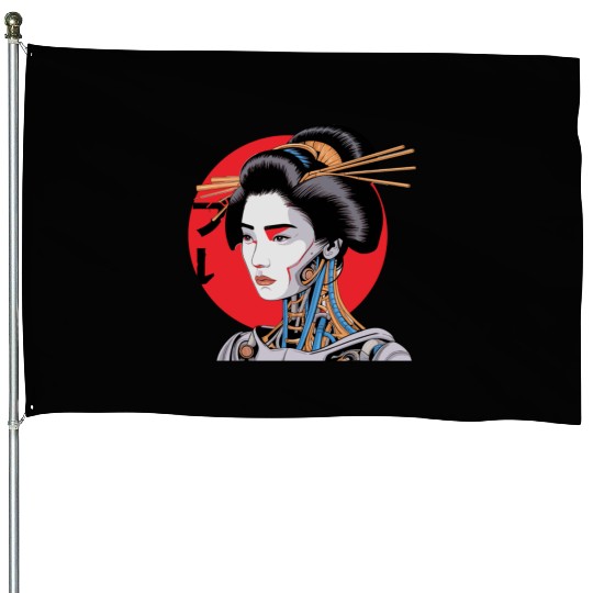 Cyberpunk Vaporwave Japanese Neon Street Art House Flags