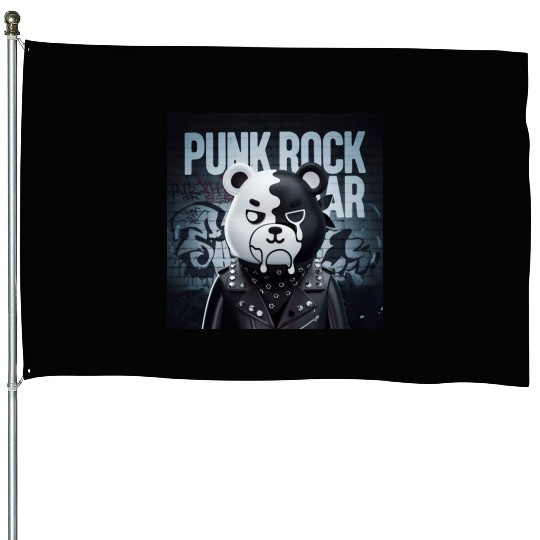 Punk Rock Bear House Flags