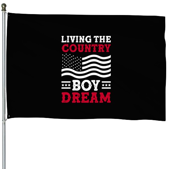 Small Town Us Flag Country Livin Boy House Flags