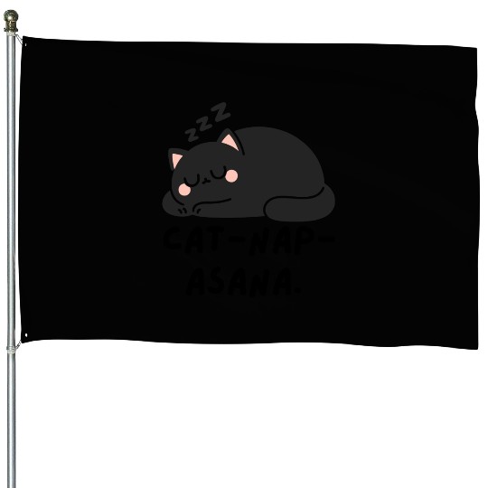Lazy Cat Cat-Nap-Asana yoga House Flags